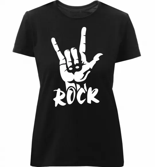 Жіноча преміум футболка ROCK знак Чорний фото
