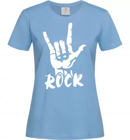 Жіноча футболка ROCK знак Блакитний фото