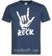 Мужская футболка ROCK знак Темно-синий фото