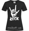Женская футболка ROCK знак Черный фото