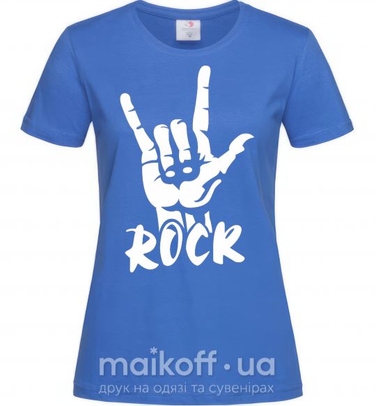 Женская футболка ROCK знак Ярко-синий фото
