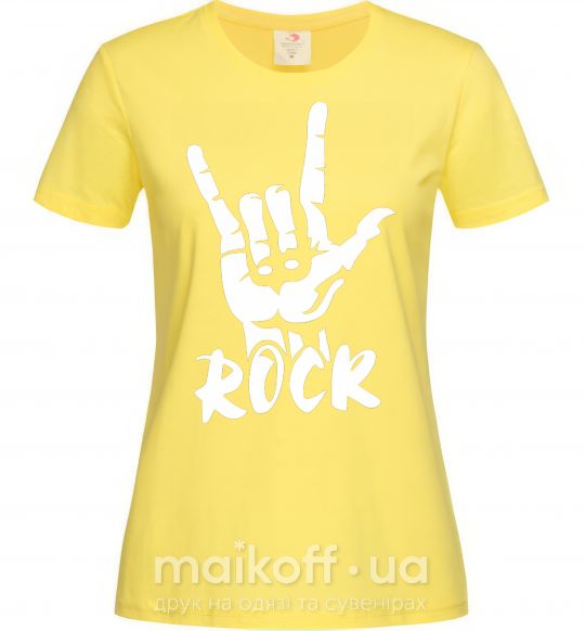 Женская футболка ROCK знак Лимонный фото