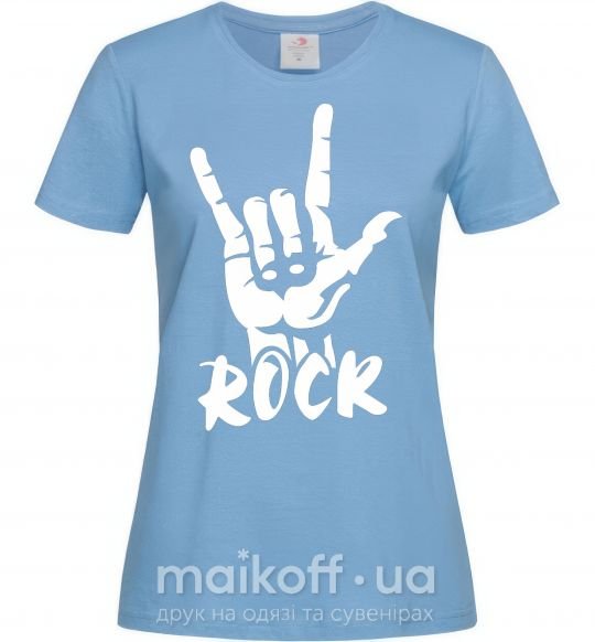 Женская футболка ROCK знак Голубой фото