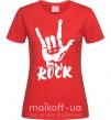 Женская футболка ROCK знак Красный фото