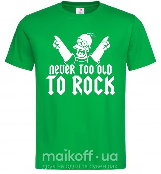 Чоловіча футболка Never too old to rock Simpsons Homer Зелений фото