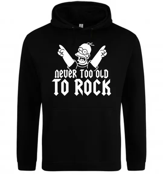 Жіноча толстовка (худі) Never too old to rock Simpsons Homer Чорний фото