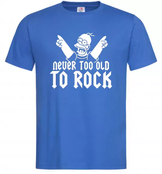 Мужская футболка Never too old to rock Simpsons Homer Ярко-синий фото