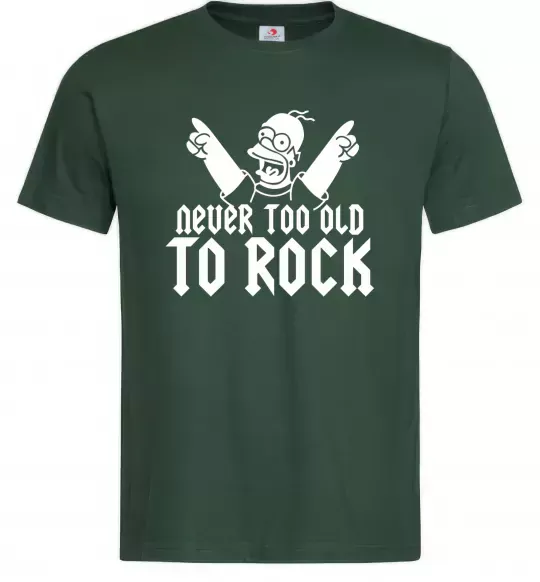 Мужская футболка Never too old to rock Simpsons Homer Темно-зеленый фото
