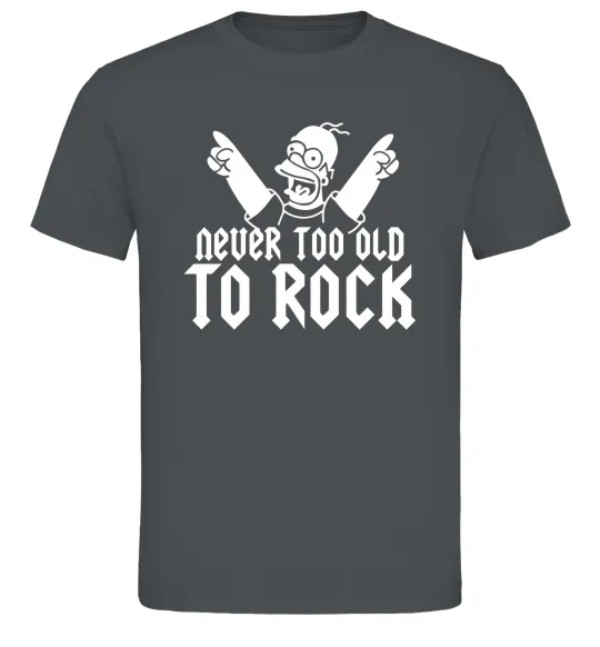 Мужская футболка Never too old to rock Simpsons Homer Графит фото