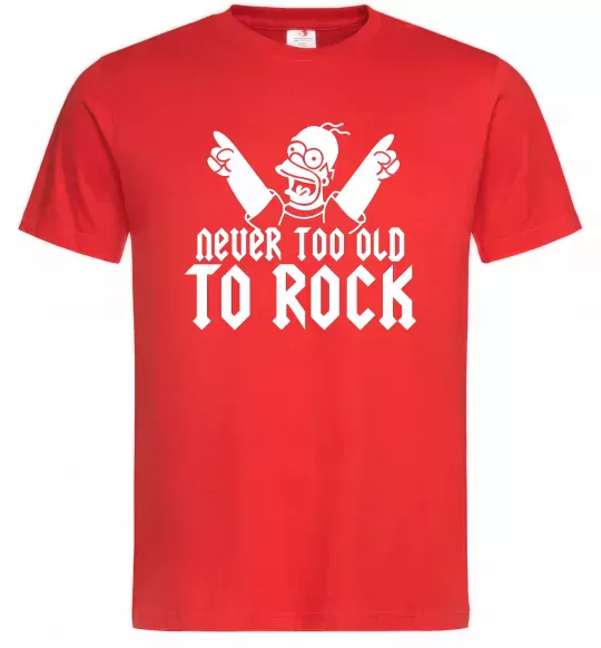 Мужская футболка Never too old to rock Simpsons Homer Красный фото