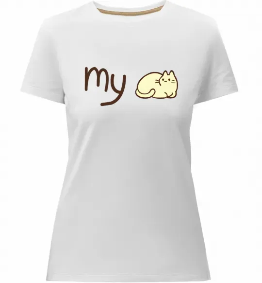 Жіноча преміум футболка my cat Білий фото