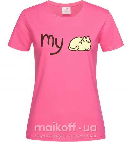 Женская футболка my cat Ярко-розовый фото