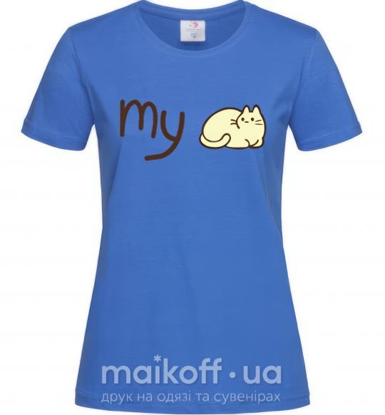 Жіноча футболка my cat Яскраво-синій фото
