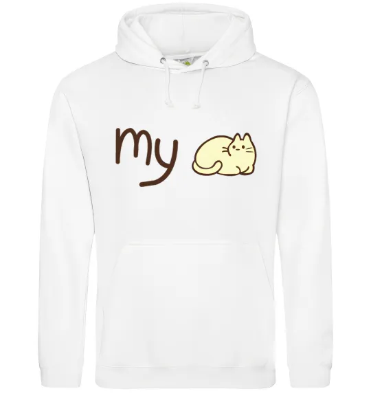 Женская толстовка (худи) my cat Белый фото
