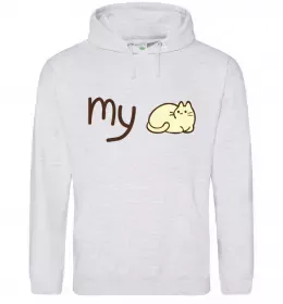 Жіноча толстовка (худі) my cat Сірий меланж фото