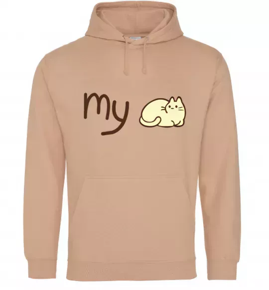 Женская толстовка (худи) my cat Песочный фото