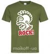 Мужская футболка Rock! с лицом Оливковый фото