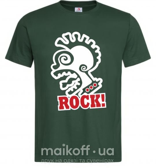 Мужская футболка Rock! с лицом Темно-зеленый фото