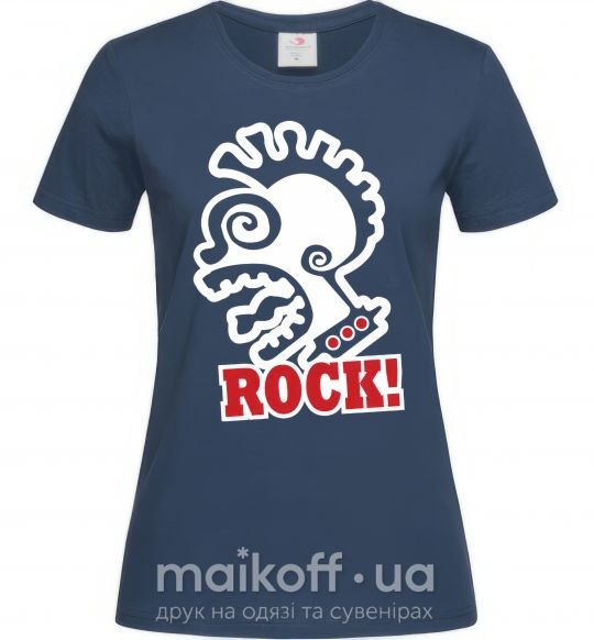Женская футболка Rock! с лицом Темно-синий фото