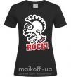 Женская футболка Rock! с лицом Черный фото