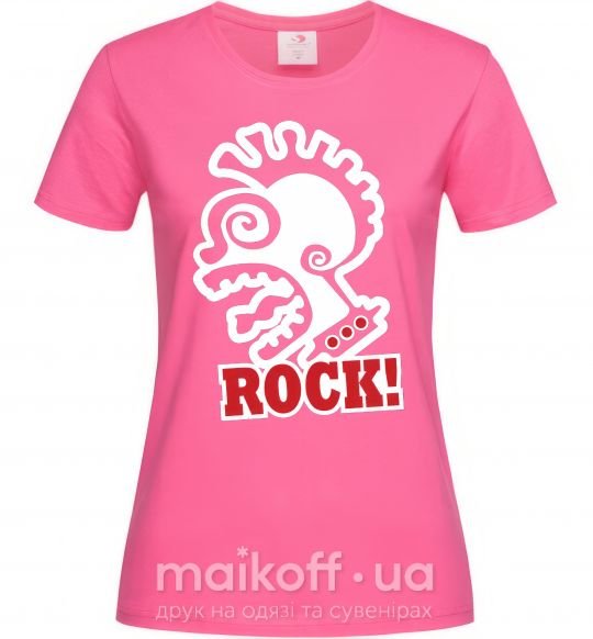 Женская футболка Rock! с лицом Ярко-розовый фото