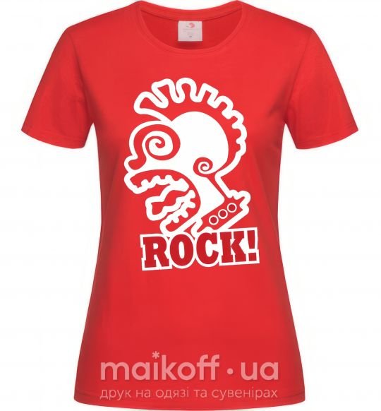 Женская футболка Rock! с лицом Красный фото