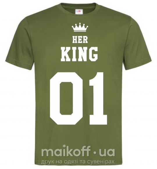 Чоловіча футболка her king Оливковий фото