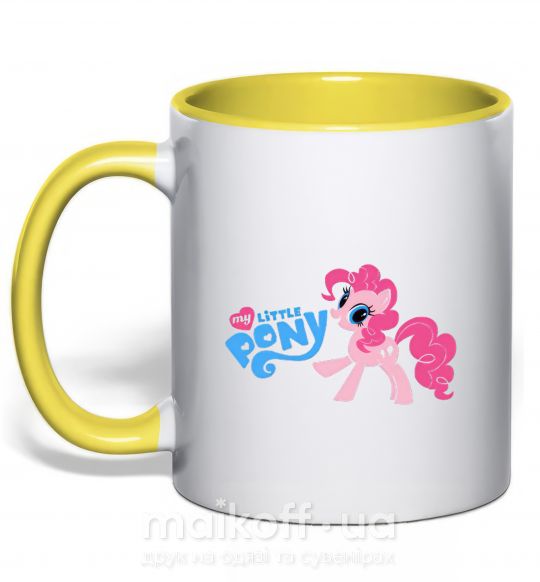 Чашка с цветной ручкой My little pony pink Солнечно желтый фото