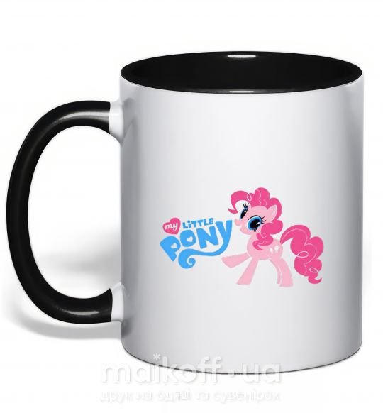 Чашка з кольоровою ручкою My little pony pink Чорний фото