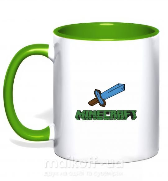 Чашка с цветной ручкой Minecraft with sword Зеленый фото