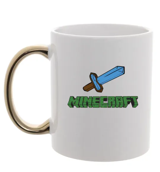 Чашка з кольоровою ручкою Minecraft with sword Золото фото