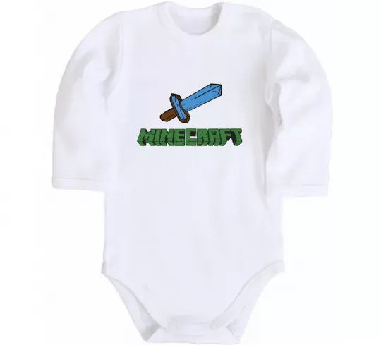 Дитячий бодік Minecraft with sword Білий фото