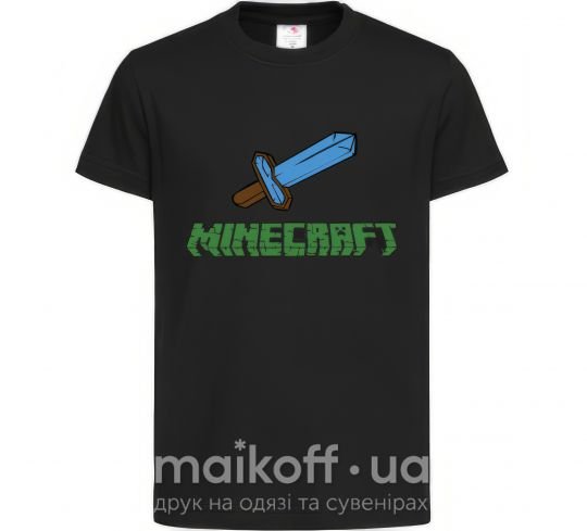 Дитяча футболка Minecraft with sword Чорний фото