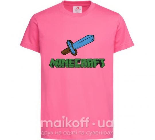 Дитяча футболка Minecraft with sword Яскраво-рожевий фото