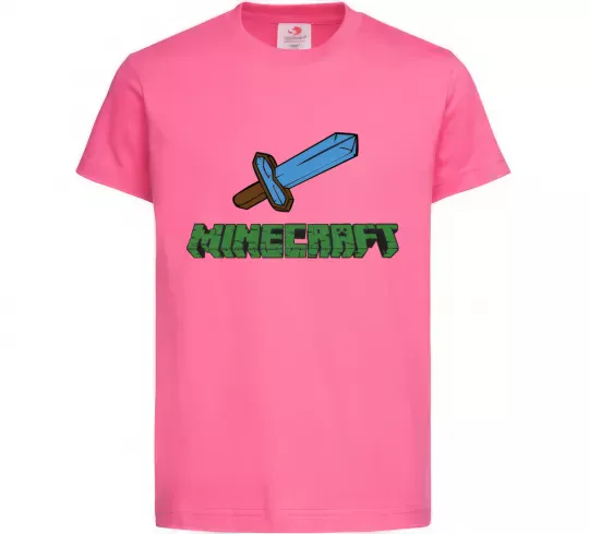 Дитяча футболка Minecraft with sword Яскраво-рожевий фото