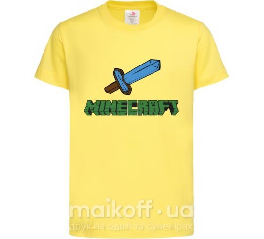 Детская футболка Minecraft with sword Лимонный фото