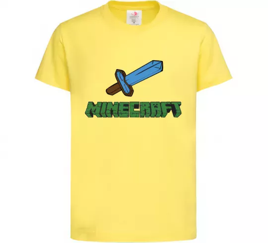 Дитяча футболка Minecraft with sword Лимонний фото