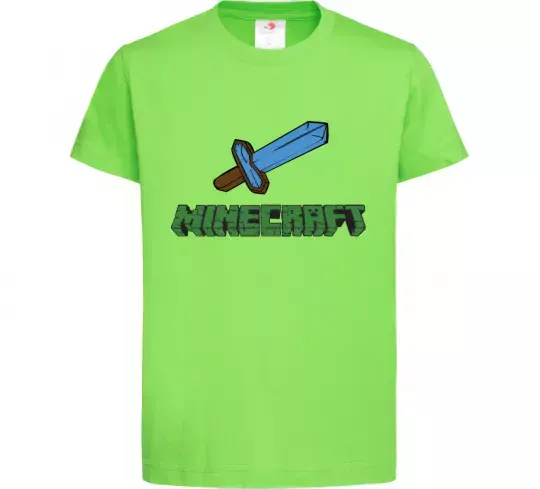 Дитяча футболка Minecraft with sword Лаймовий фото