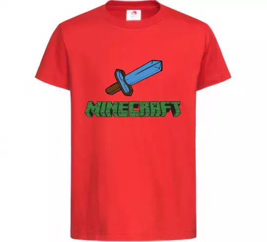 Дитяча футболка Minecraft with sword Червоний фото