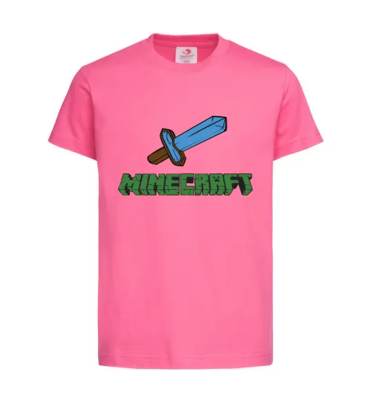 Дитяча футболка Minecraft with sword Яскраво-рожевий фото