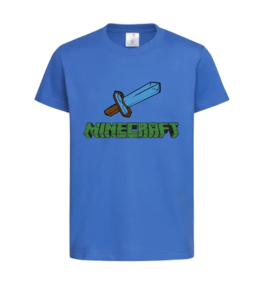 Дитяча футболка Minecraft with sword Яскраво-синій фото