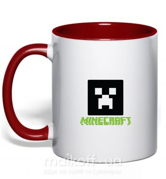 Чашка з кольоровою ручкою Minecraft green Червоний фото
