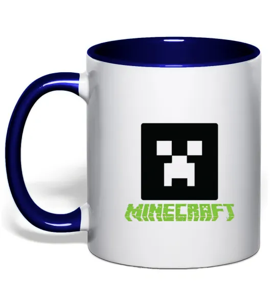 Чашка з кольоровою ручкою Minecraft green Глибокий темно-синій фото