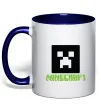 Чашка з кольоровою ручкою Minecraft green Глибокий темно-синій фото