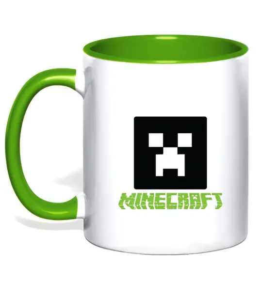 Чашка з кольоровою ручкою Minecraft green Зелений фото