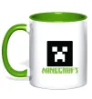 Чашка з кольоровою ручкою Minecraft green Зелений фото