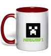 Чашка з кольоровою ручкою Minecraft green Червоний фото