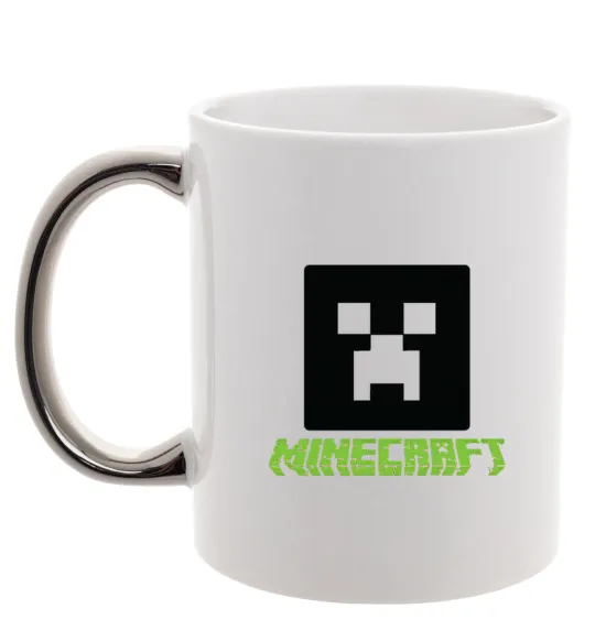 Чашка з кольоровою ручкою Minecraft green Срібло фото