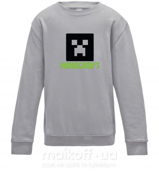 Детский Свитшот Minecraft green Серый меланж фото