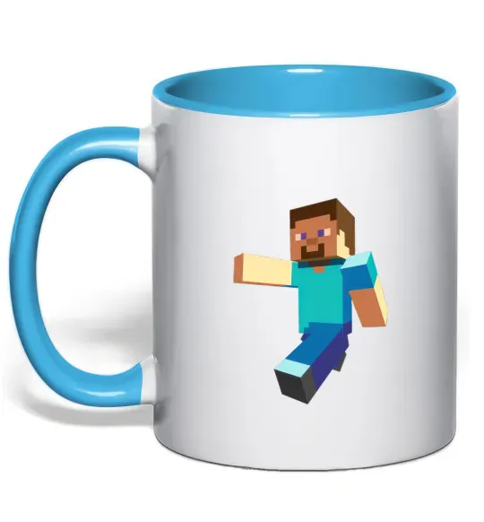 Чашка с цветной ручкой Minecraft Lego Голубой фото